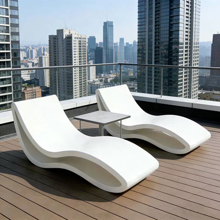 Waterproof Fiberglass Poolside UV Resistant Outdoor Lounger